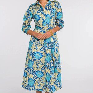 NWT Elizabeth James Blake Floral Midi Shirt Dress Sz Large Poplin Cotton $330